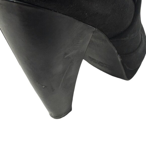Kenneth Cole Reaction Black Suede Chunky Heel Ankle Booties 7.5M - Picture 10 of 12